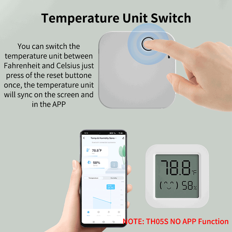 Tuya-温度および湿度センサー,Bluetoothと互換性のあるミニLCDデジタルディスプレイ,アプリケーションとリモート制御を備えたミニ温度計
