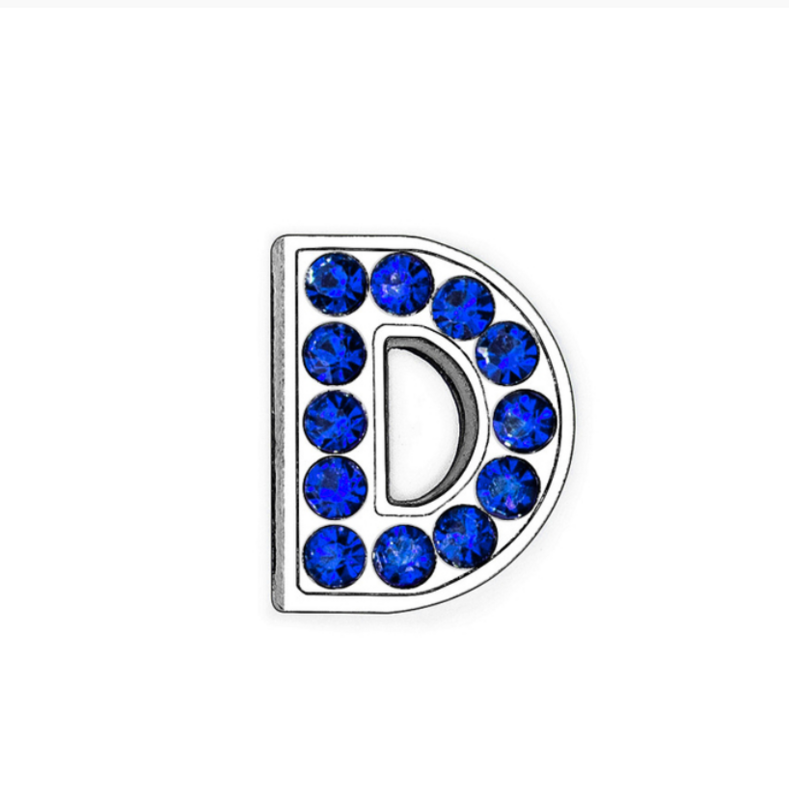 A-Z 8mm Dark Blue Rhinestone Slide Letters Charms For Bracelet Jewelry Making Women Fit DIY Wristband Pet Collar Keychain Gift