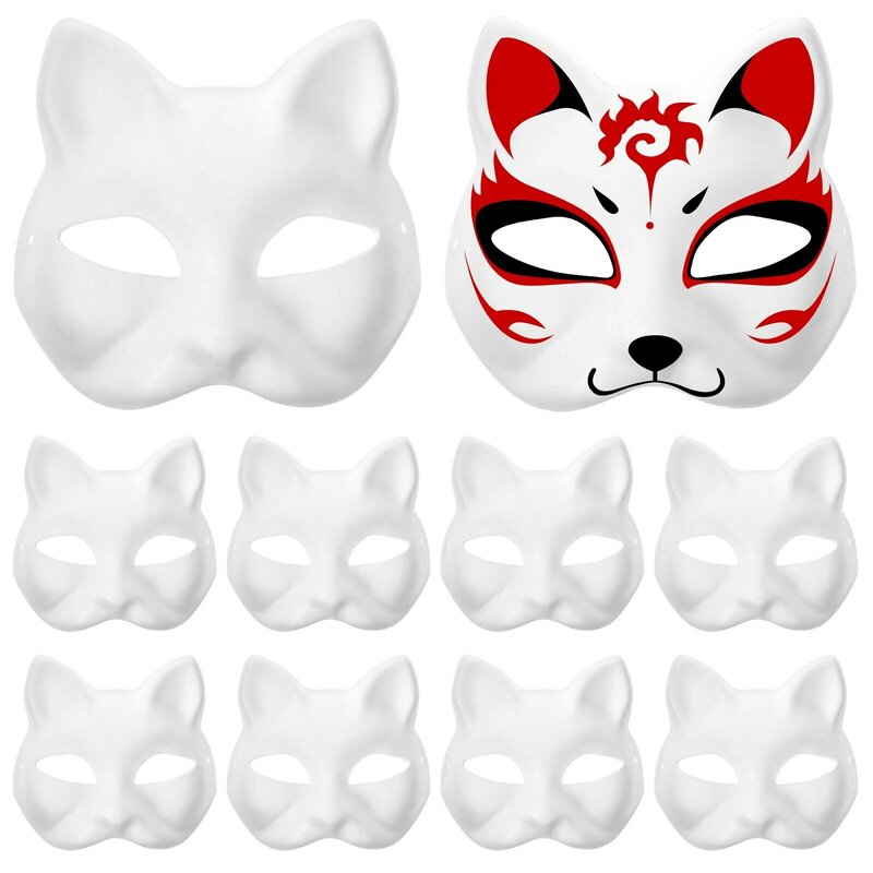 Unpainted DIY Paintable Mask Lightweight Durable Cosplay Prop Masquerade Mask Cat Face Mask Party Cosplay Accessories