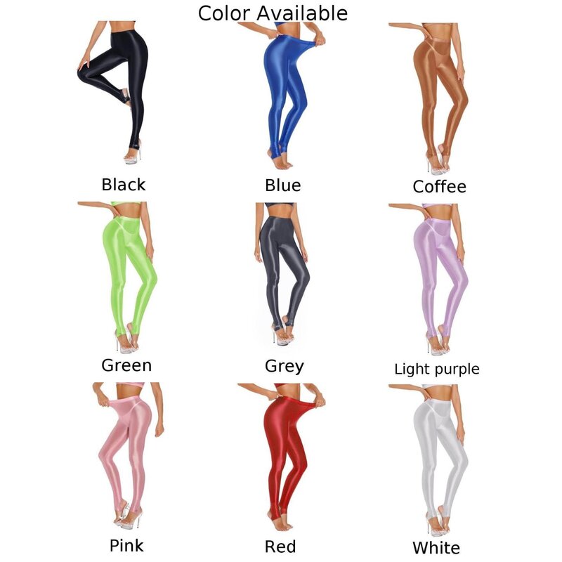 Women's High Waist Glossy Leggings  Stretchy Skinny Pants for Dance Yoga Training  Available in Multiple Colors