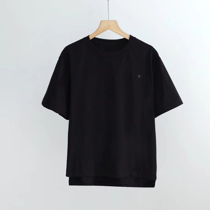 Camiseta holgada de algodón para mujer, camisa de manga corta con cuello redondo, moda de verano, 2024