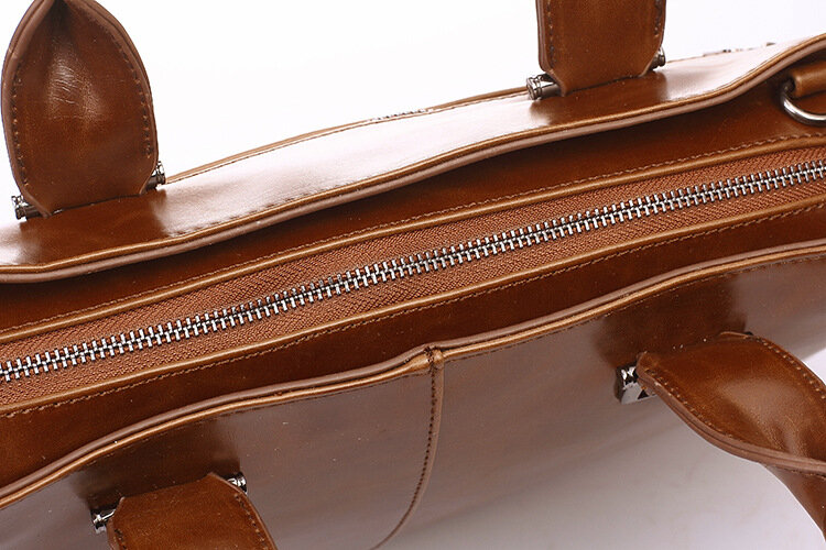Luxury Vintage Briefcases Men Fashion Business Laptop Bag Briefcases High Quality Leather Crossbody Shoulder Bags Men Handbags