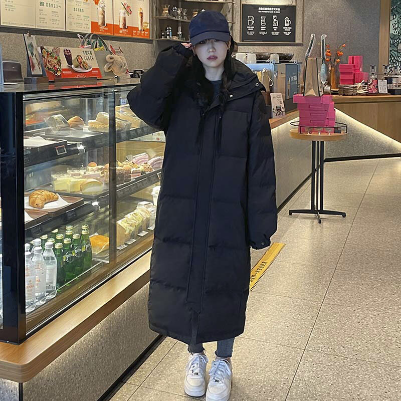 Chaquetas de plumón con capucha para mujer, abrigo suelto Vintage Harajuku, abrigo de longitud media de alta calidad, abrigo a prueba de viento, cálido, moda de invierno