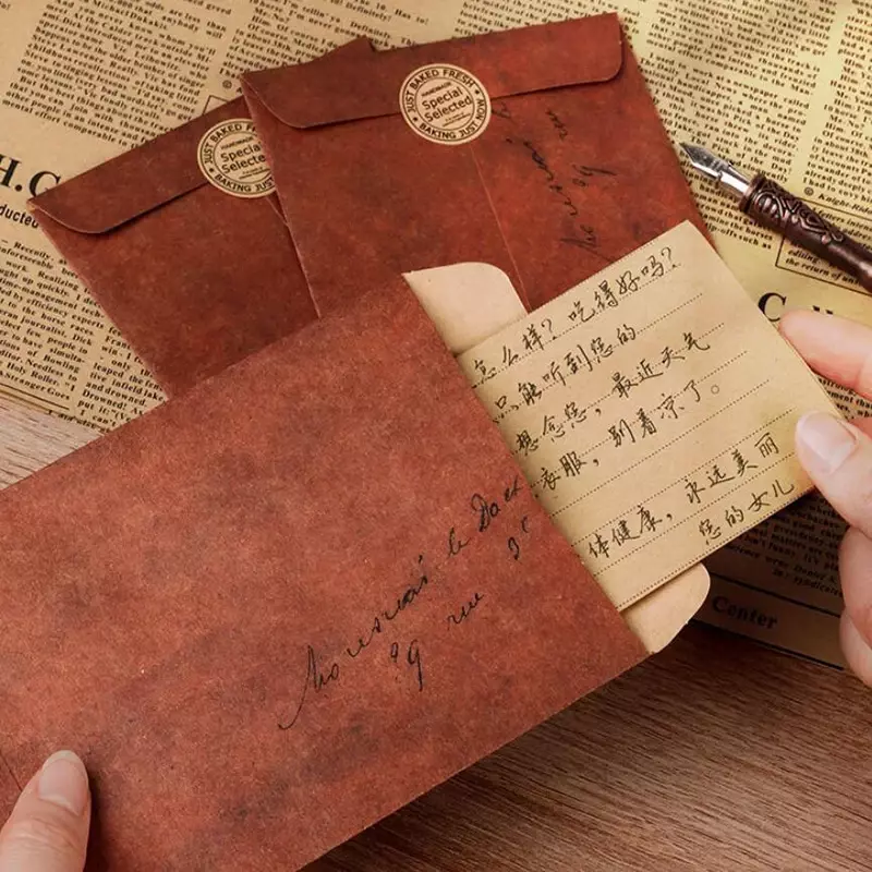 5/10 buah amplop kertas Kraft antik untuk kertas surat tas kartu Undangan Pernikahan tas surat upah penutup perlengkapan kantor