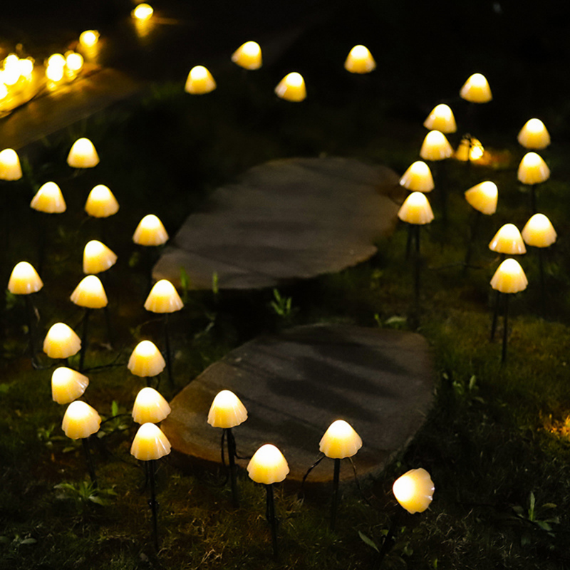 야외 태양광 LED 스트링 조명, 요정 길 잔디 조경 버섯 램프, 크리스마스 정원 파티오 화환 거리 장식
