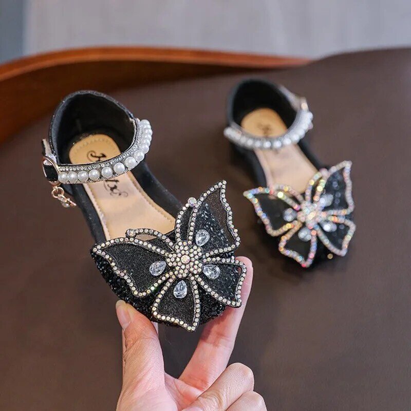 Estate stile coreano bambini ragazze sandali arco scarpe da principessa moda dolce paillettes scarpe da ballo
