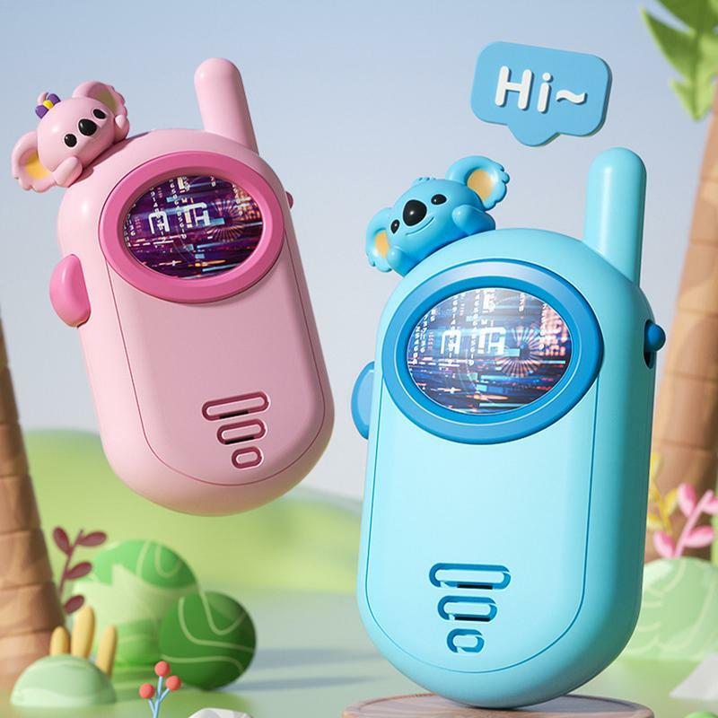 Cartoon Koala Design Walkie Talkies para meninas, presentes de rádio, fácil de usar, durável, portátil, operado por bateria, brinquedo adorável, 3 km Range