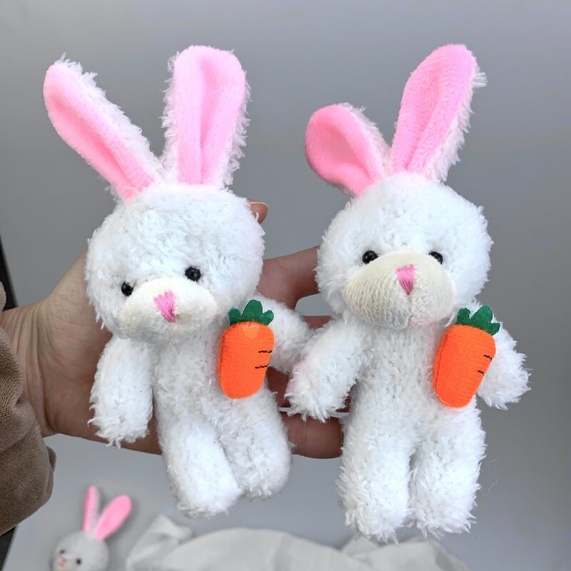 귀여운 토끼 봉제 장난감 당근 토끼 봉제 인형 키체인 펜던트, 소녀 토끼 배낭 펜던트, 어린이 선물, 15cm
