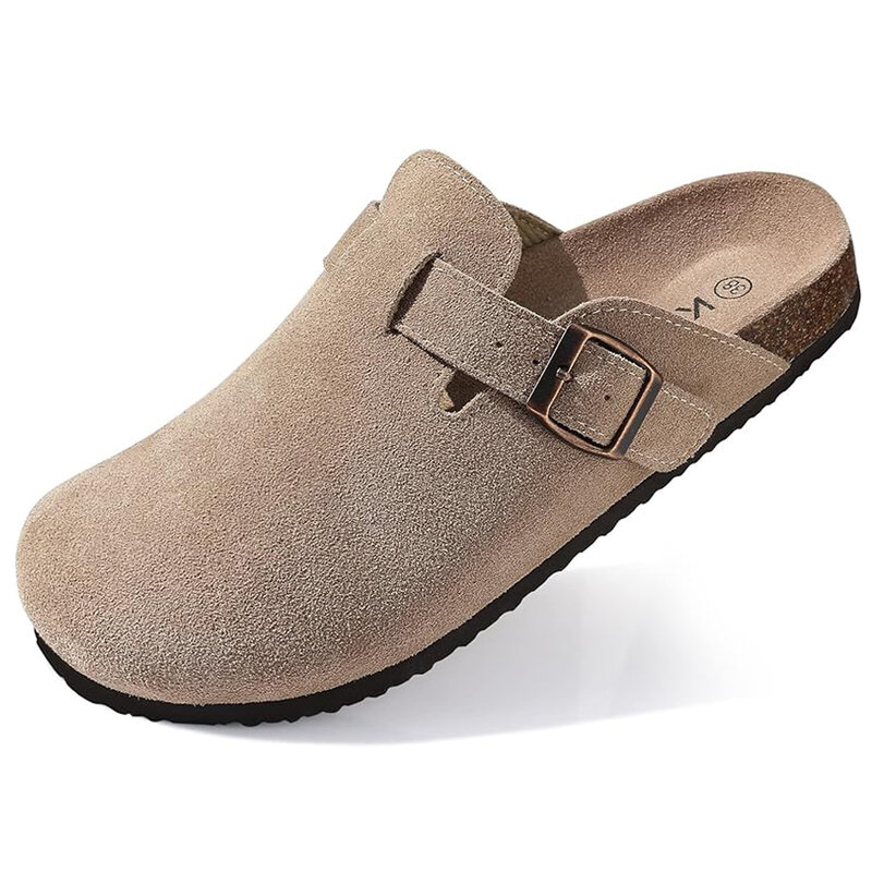 Litfun New Women Clogs For Women Fashion Cork Suede Mules Slipper Classic Cork Antislip For Outdoor Slippers With Arch Support