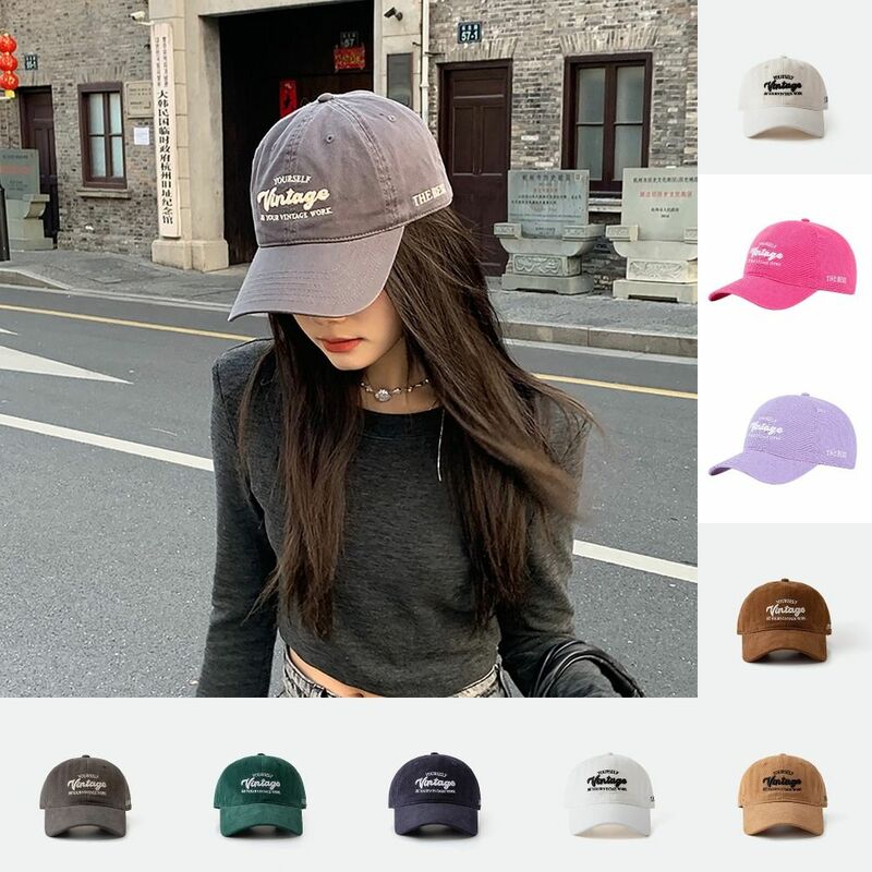Adjustable Baseball Cap Retro Face Smaller Letters Embroidered Sun Hat Duck Tongue Casual Peaked Hat Sports Outdoor
