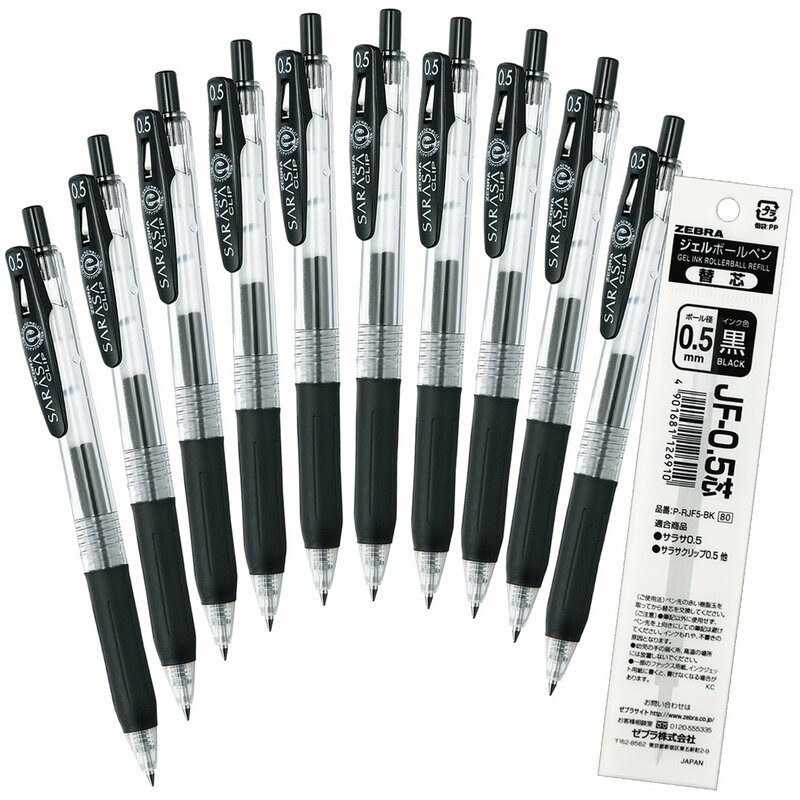 Zebra Sarasa Clip 0.5mm Black Retractable Gel Pens Ballpoint for Writing Refills Office Accessories School Supplies Stationery