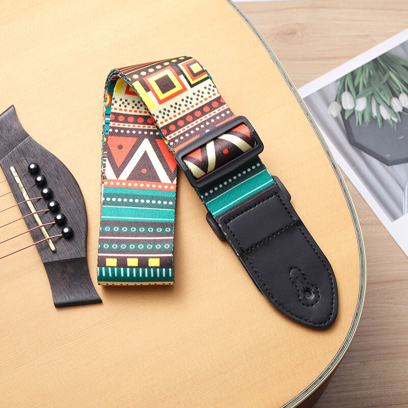 Tali gitar Ukulele gaya etnis Retro, tali kulit dapat disesuaikan untuk gitar rakyat, Aksesori Gitar Ukulele Bass