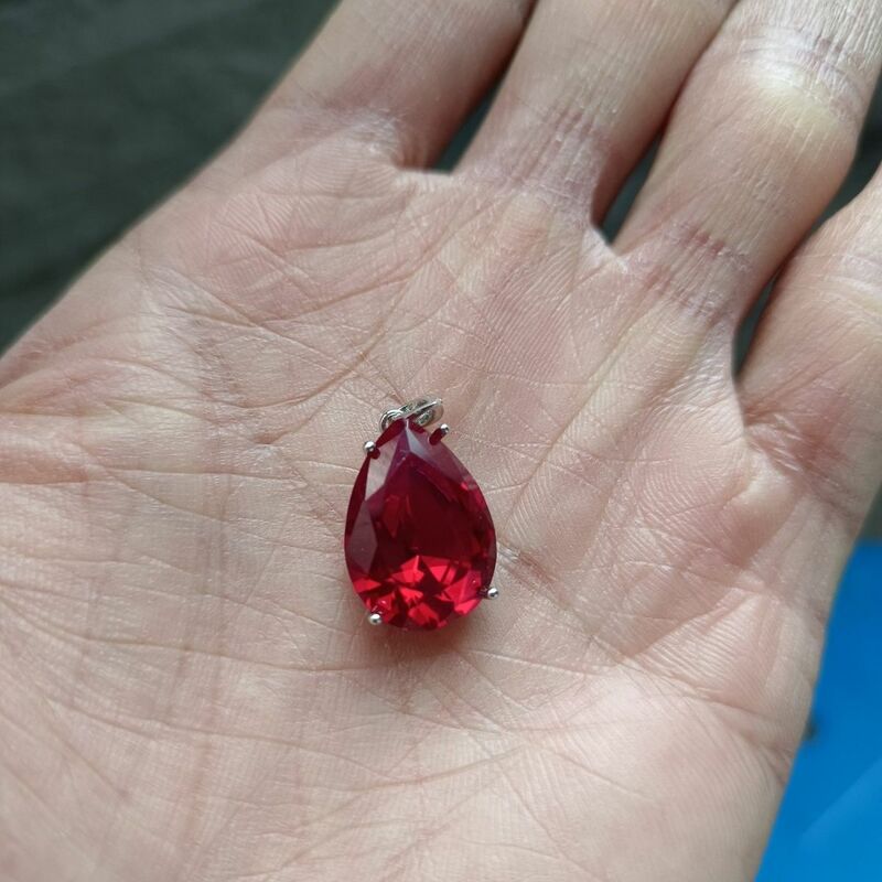 Pingente rubi corindo vermelho para mulheres, prata 925, ouro rosa, pedra preciosa 13x18mm