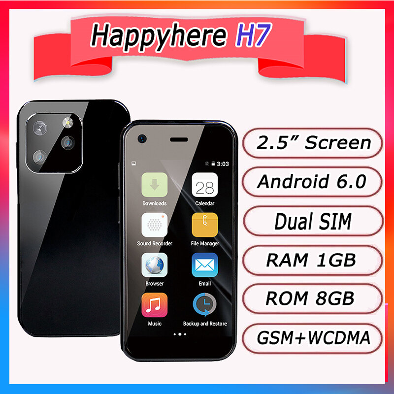 Mini Smartphone Android Yhere H7, 1 Go de RAM, 8 Go de ROM, 1 Go de ROM, WCDMA, 3G, 101Celulares, Nouveau, 2023, Bon Marché, Livraison Gratuite