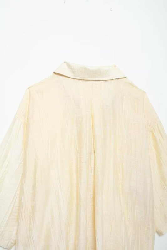 Terno de camisa solta Jacquard feminino, blusa retrô, calça jacquard de cintura elástica, moda 2 peças, 2024