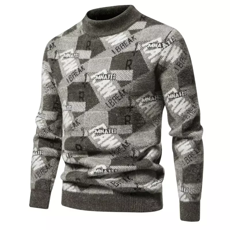 Suéter de visón de imitación para hombre, suéter de punto cálido, suave y cómodo, moda de otoño e invierno, nuevo