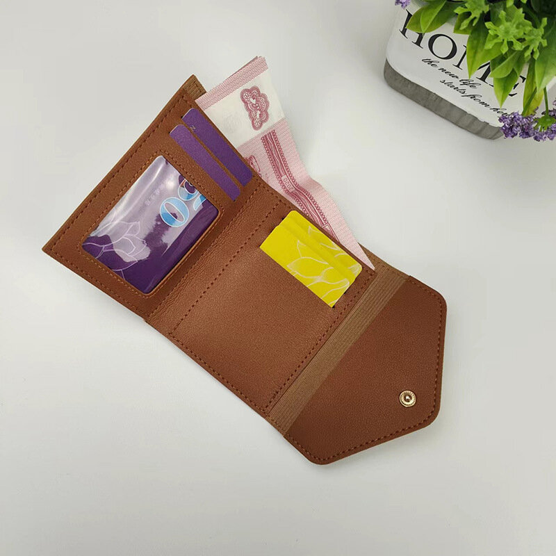 Dompet wanita, dompet wanita pelindung Multi Slot kartu, kulit PU, lipat tiga, dompet koin multifungsi dengan Slot kartu