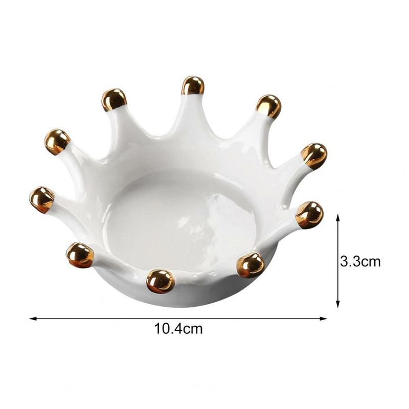 Useful Decorative Crown Jewelry Tray Reusable Exquisite Workmanship Ceramic Jewelry Plate Crown Display Organizer