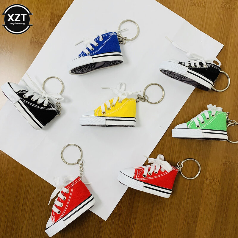 1pcs Creative 3D Key Ring For Motorcycle Bicycle Side Canvas Shoe Shape Foot Support Keys Chain
