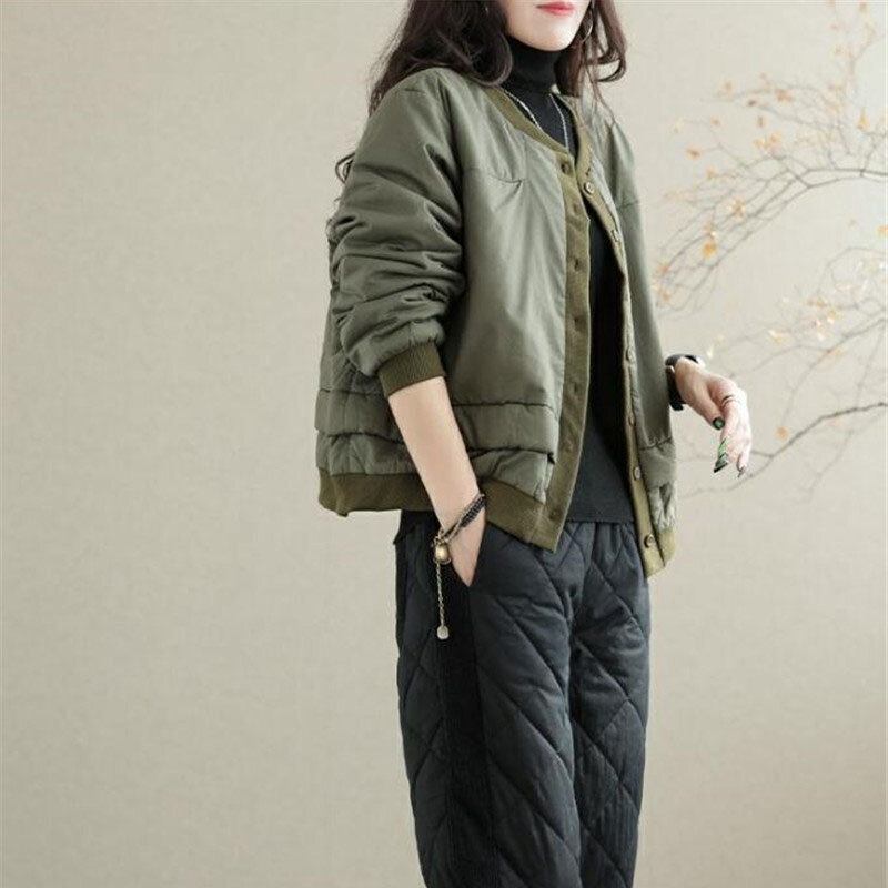 Fashion Autumn Winter Cotton Padded Clothes Women's Lightweight Warm Cotton Coat Korean Style Loose Casual Jacket Female Tops