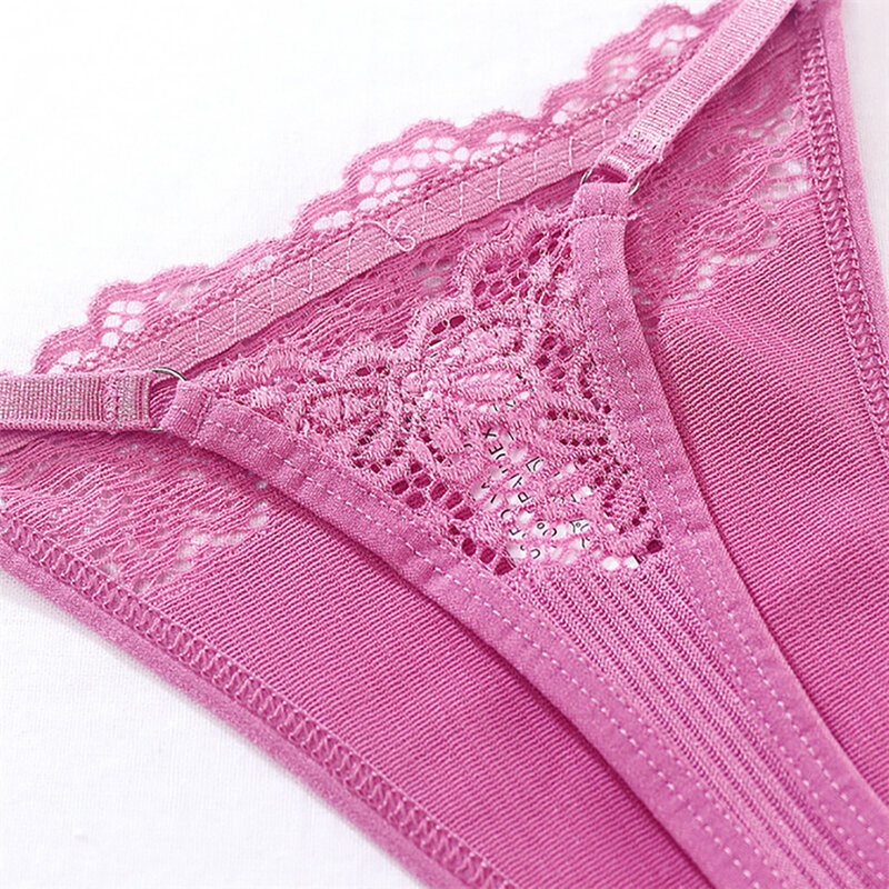 Celana dalam G-String wanita, dalaman renda ikat pita pinggang rendah bernafas untuk perempuan