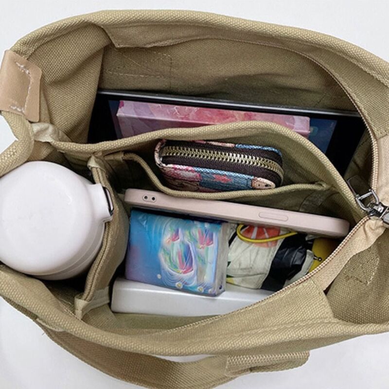 Bolso cruzado de estilo japonés con múltiples bolsillos, bolso de mano de gran capacidad, bolso de hombro de lona, bolso de compras para estudiantes, bolso escolar