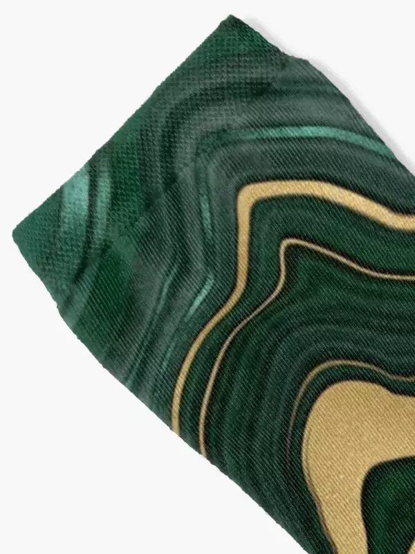 Emerald Green and GoldMalachite Pattern Socks valentine gift ideas Christmas Socks Women's Men's