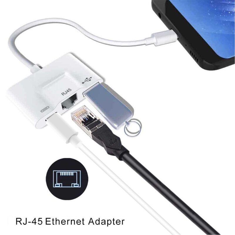 USBC อะแดปเตอร์ USBC To RJ45 OTG อะแดปเตอร์สำหรับ Thunderbolt Ethernet อะแดปเตอร์ชาร์จ60วัตต์พอร์ต10/100mbps Ethernet