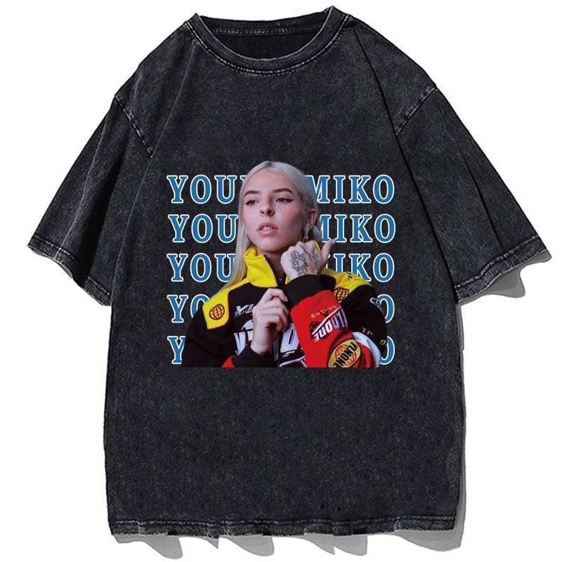 Camisa Miko Rap jovem masculina, algodão vintage, camiseta casual de grandes dimensões, manga curta, camiseta unissex, estilo anos 90, Y2K, Harajuku, verão
