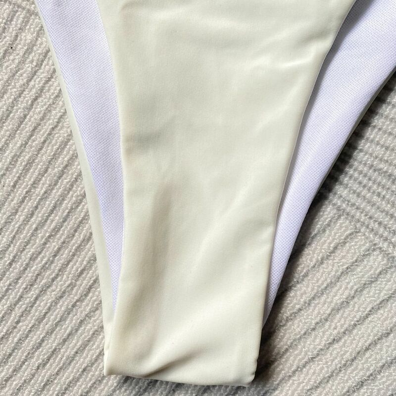 Fato de banho oco de cintura alta para mulheres, sutiã acolchoado, roupa de praia, maiô sexy, bege, rosa, preto, 2022