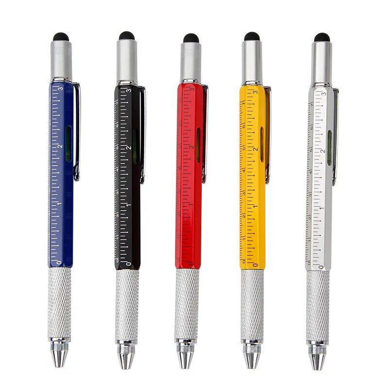 7 In1 ręczny śrubokręt długopis narzędzie wielofunkcyjne miara techniczna linijka śrubokręt rysik do ekranu dotykowego poziomica