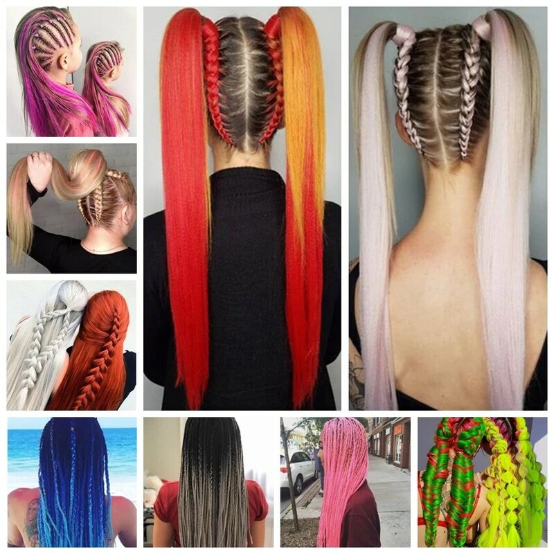 Extensões sintéticas pre-esticadas do cabelo da trança, afro Crochet tranças, preto, azul, rosa, roxo, 26 ", 1PC