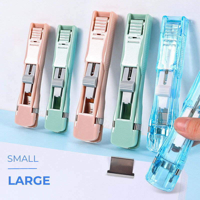 Mini Traceless Reusable Hand Clamp Push Stapler Paper Book File Office School Student Binder Binding Tools Supplies Accessories