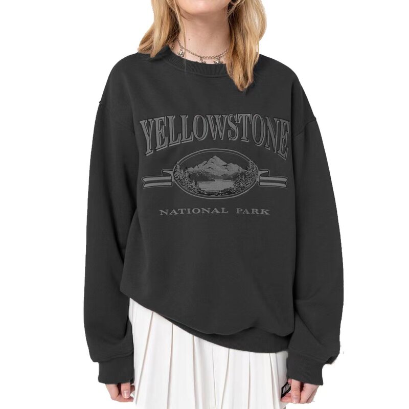 Suéter holgado con cuello redondo para mujer, Jersey informal de manga larga con estampado, ropa de moda para otoño, 2023