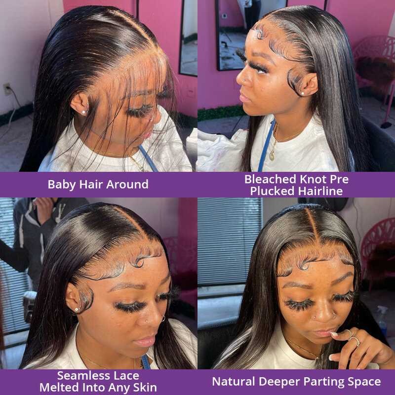 360 peruka na koronce ludzkich włosów wstępnie oskubane bezklejowe 13x6 Hd koronkowe peruki z przodu kości proste koronkowe peruki z przodu dla damskie ludzkie włosy