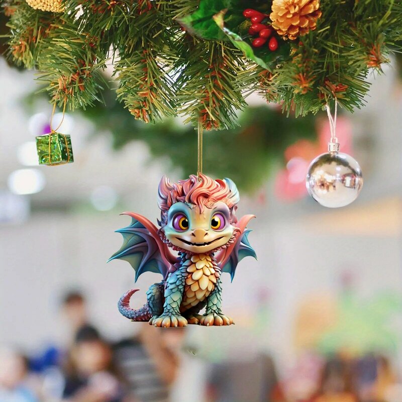 Christmas Dragon Baby Egg acrilico natale appeso ornamento albero di natale appeso ornamento ciondolo accessori Navidad 2023