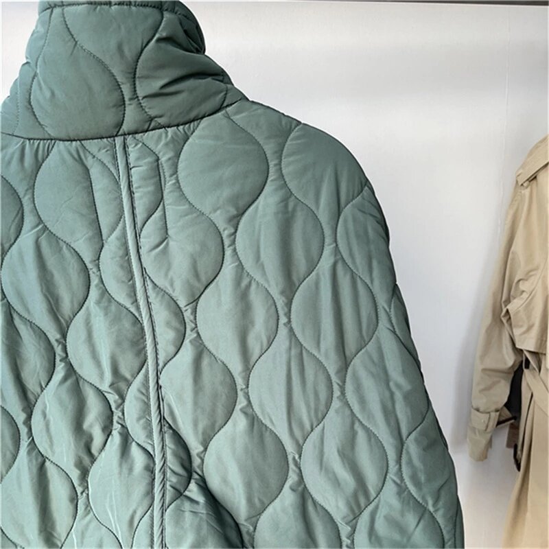Casaco de inverno acolchoado de algodão feminino gola senhoras manga longa parkas sólido outono bolsos jaquetas oversize para o sexo feminino