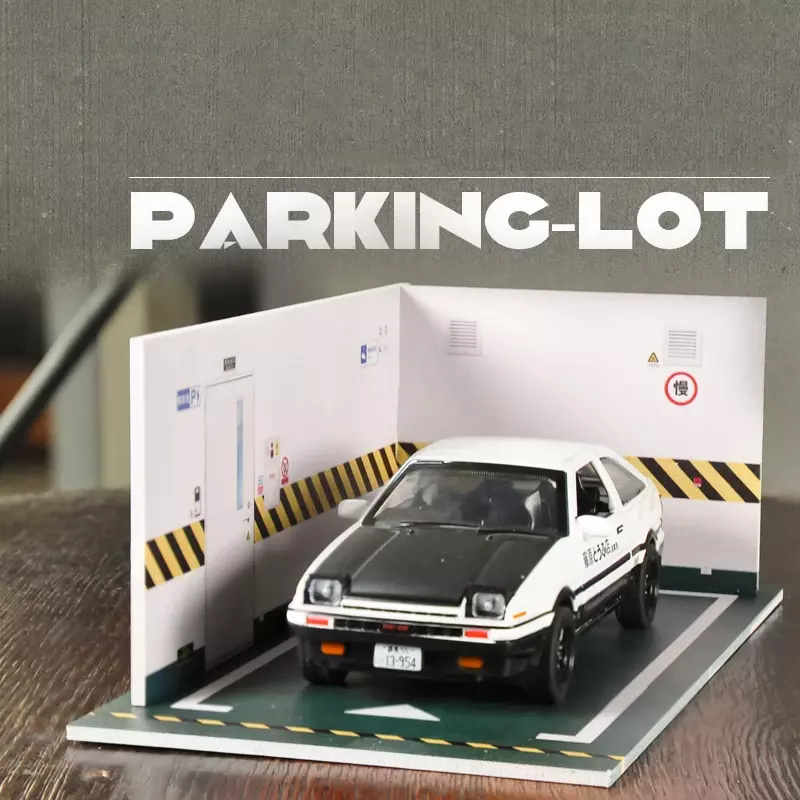 Parede de fundo da garagem da cena do espaço de estacionamento para 1/32 simulação modelo do carro da liga placa do pvc