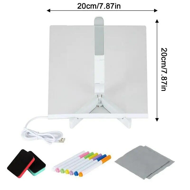 Acrylic Note Board Light Up Dry Erase Board For Wall Light Up Message Board With 7 Markers Multifunctional Clear Desktop