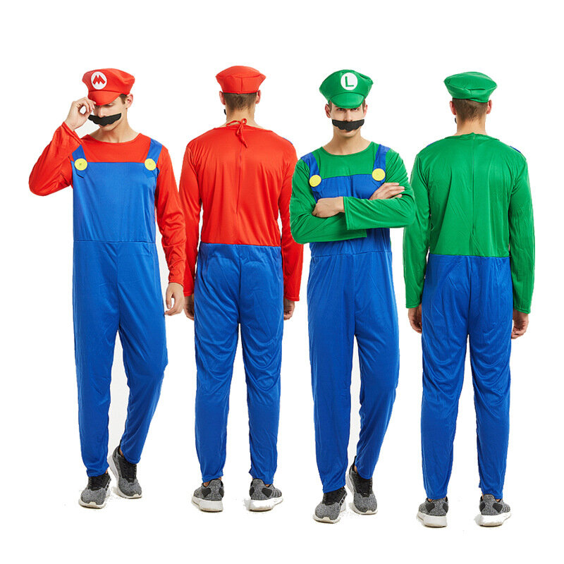Spel Grappige Super Broer Marios Luigi Bros Fantasia Jumpsuit Man Jurk Pak Overalls Anime Cosplay Carnaval Halloween Kostuums