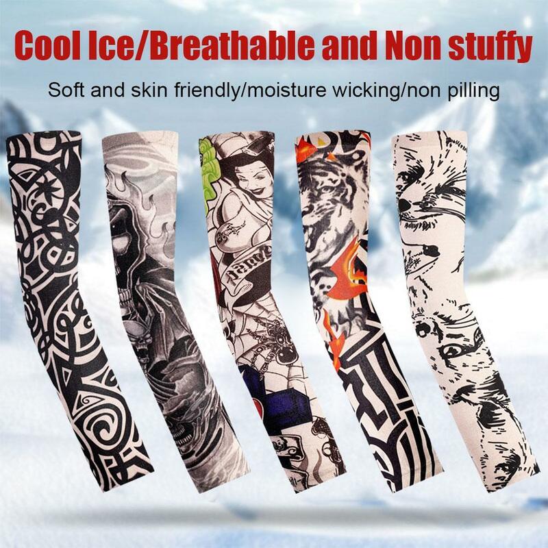 Outdoor Tattoo Sleeve Flower Arm Tattoo Cycling Fishing Sunscreen Men And Women Cool Arm Protection Sleeve Cover
