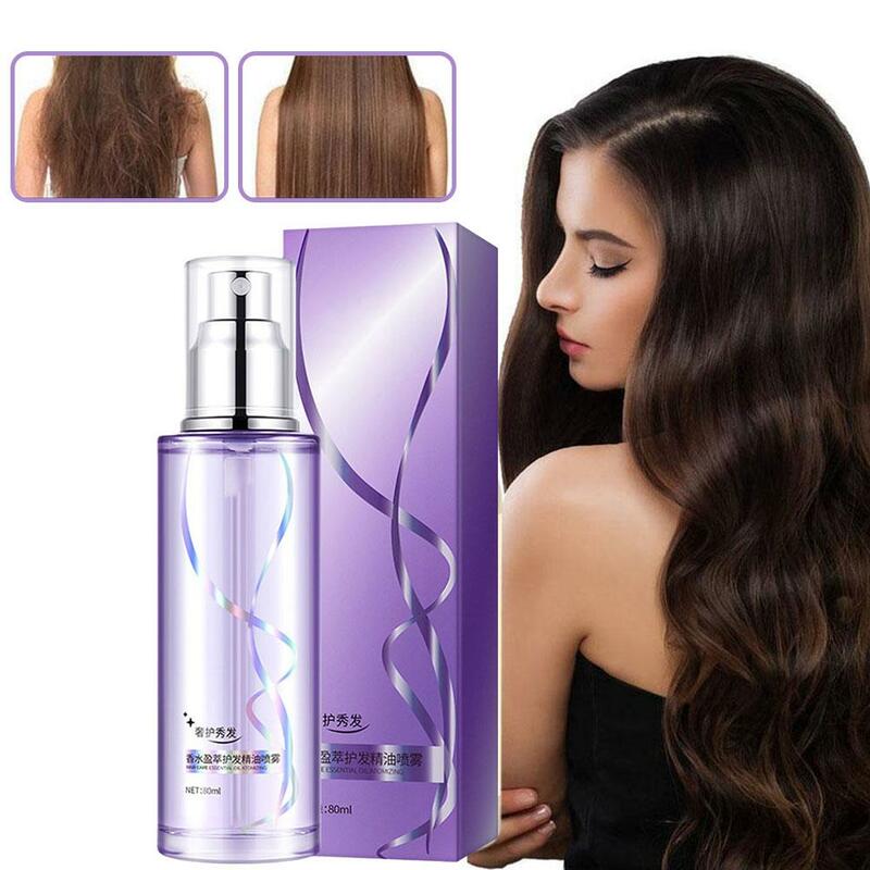 Spray d'huile pour cheveux inoffensif de qualité supérieure pour femme, parfumé, nourrissant, hydratant, bouclé, revitalisant, 80ml, X0I5