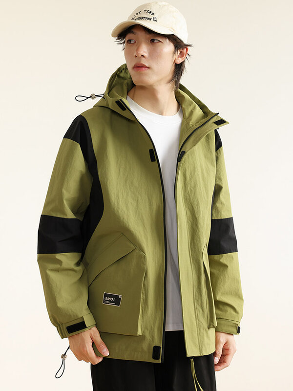 2024 nowa wiosenna kurtka męska koreańska moda uliczna wiatrówka z kapturem męska luźna kurtki okazjonalne płaszcz patchworkowy Plus rozmiar 8XL