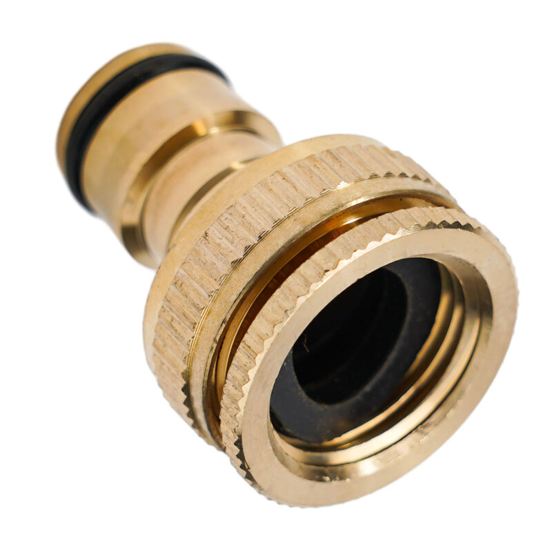 BRASS HOSE TAP CONNECTOR 3/4\" 1/2\" THREADED GARDEN WATER PIPE ADAPTER FITTING Adapter Accessories Hose Garden Tools