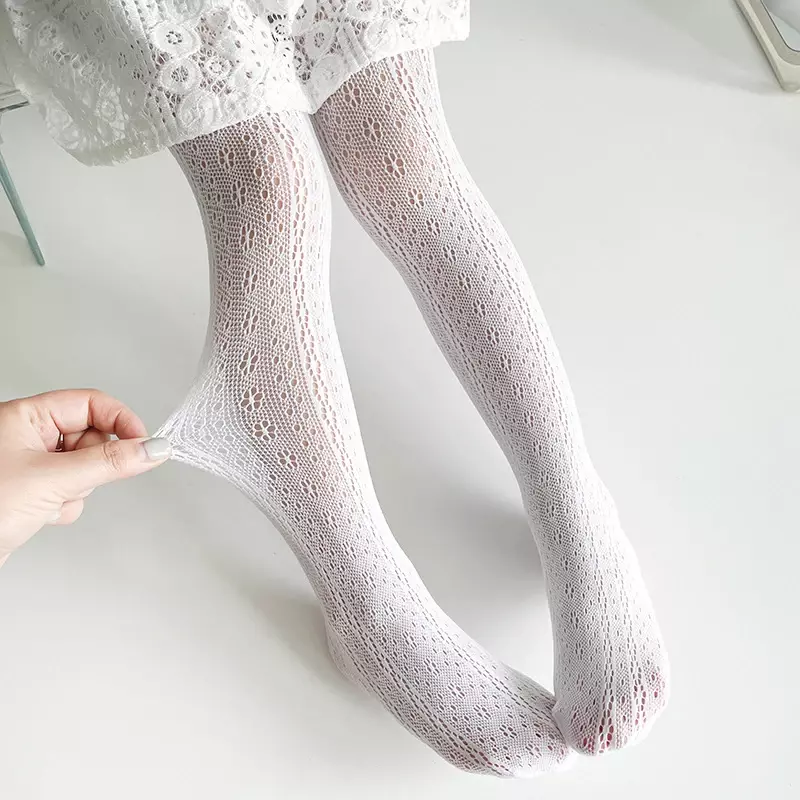 Summer Mesh Thin Cotton Netting Stocking Cute Vintage Korean White Fishnet Lolita Tights Pantyhose for Children Baby Girls Kids