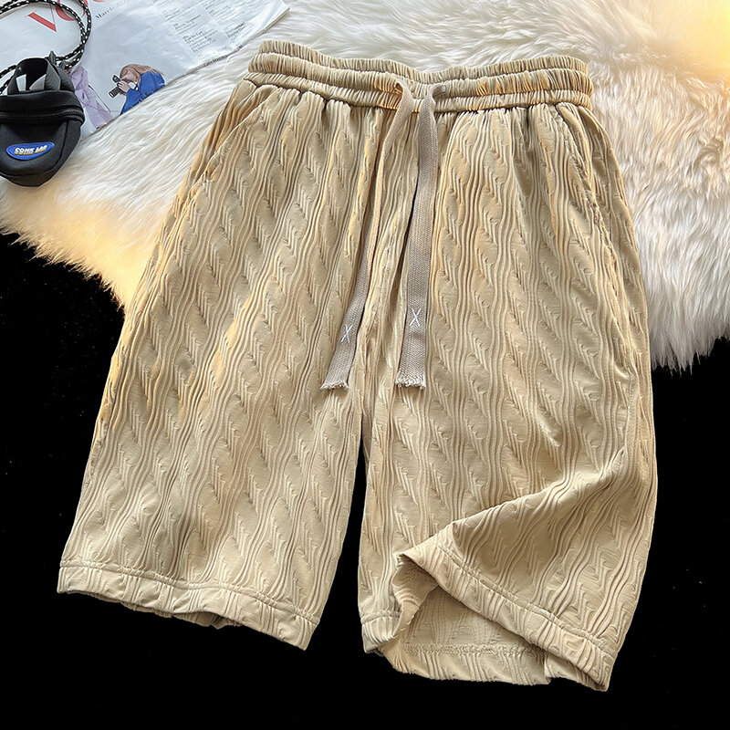 Korean New Summer 2024 Y2k Striped Casual Shorts Men Fashion Streetwear Short Pants Hip Hop Loose Oversized Sport Solid Shorts