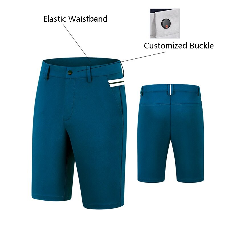 Golfist-Shorts de golfe retos masculinos, calças de cintura elástica, shorts com zíper de bolso traseiro, calças finas respiráveis, 2XS-4XL