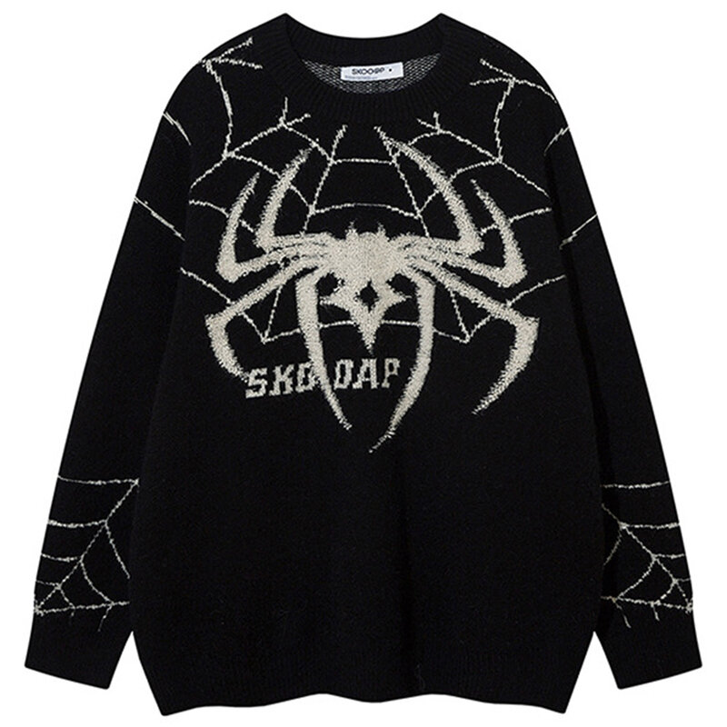 Y2K-suéter de araña para hombre, prendas de punto Punk Goth, ropa de calle Harajuku, Hip Hop, suéteres de gran tamaño, Jersey de punto, Tops de puente, 2023