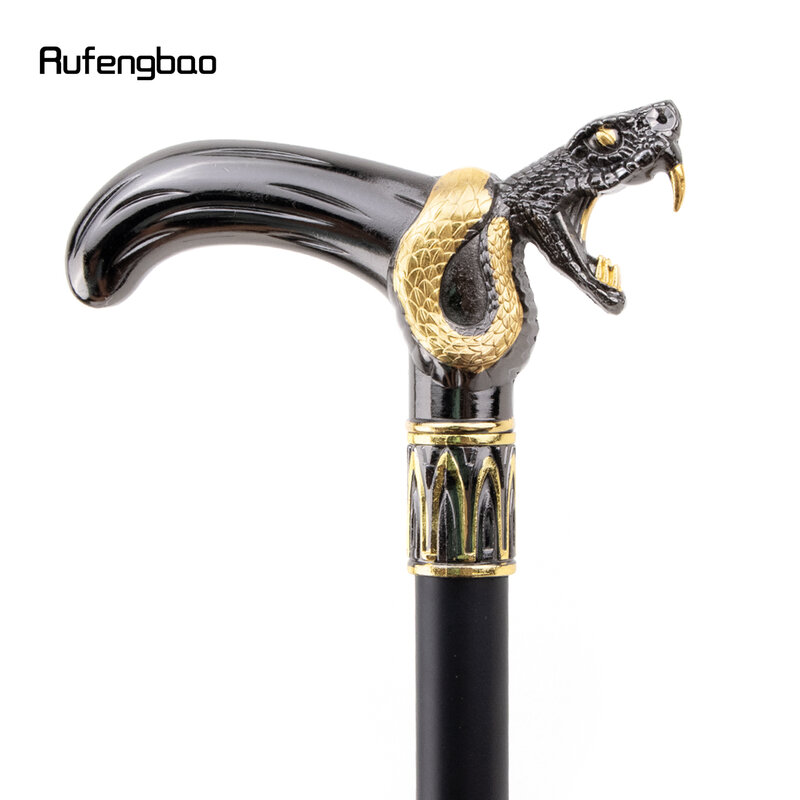 Goldener schwarzer Schlangen kopf beißen Gehstock Mode dekorative Gehstock Gentleman elegante Cosplay Rohr knopf Crosier 93cm