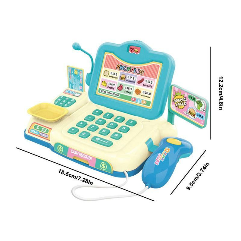 Calculadora de caja registradora de simulación para niños, juguete de caja registradora, juego de simulación, tienda de comestibles, juego de juegos con luces y sonidos, regalos para niños
